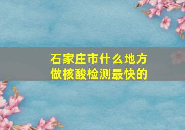 石家庄市什么地方做核酸检测最快的