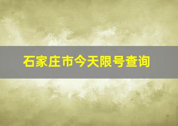 石家庄市今天限号查询