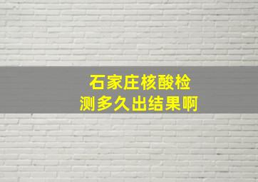 石家庄核酸检测多久出结果啊