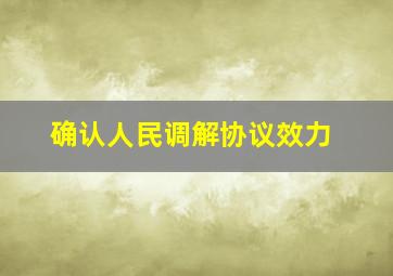 确认人民调解协议效力