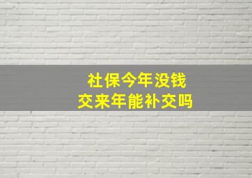 社保今年没钱交来年能补交吗