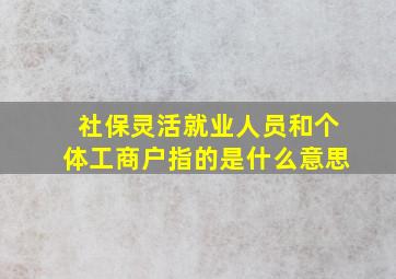 社保灵活就业人员和个体工商户指的是什么意思