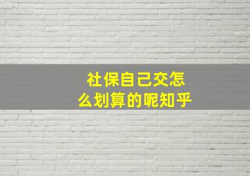 社保自己交怎么划算的呢知乎