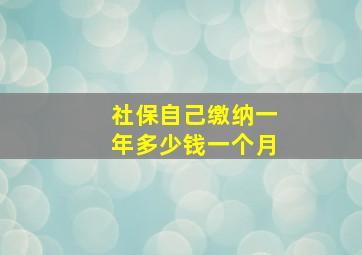 社保自己缴纳一年多少钱一个月