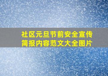 社区元旦节前安全宣传简报内容范文大全图片