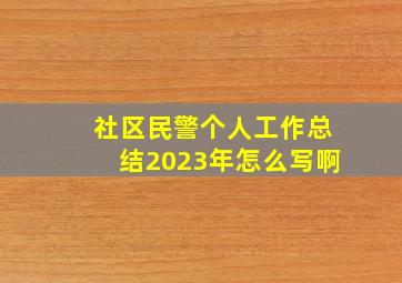 社区民警个人工作总结2023年怎么写啊