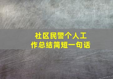 社区民警个人工作总结简短一句话