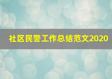 社区民警工作总结范文2020