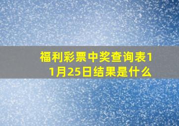 福利彩票中奖查询表11月25日结果是什么