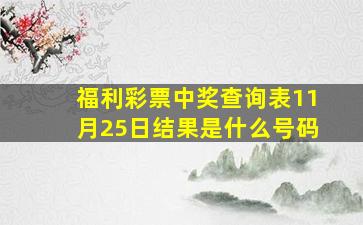 福利彩票中奖查询表11月25日结果是什么号码