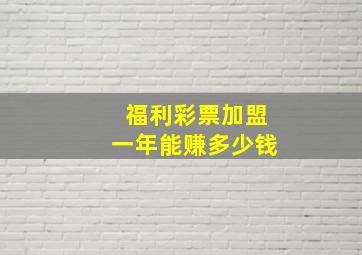 福利彩票加盟一年能赚多少钱