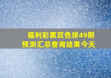 福利彩票双色球49期预测汇总查询结果今天