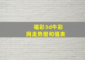 福彩3d牛彩网走势图和值表