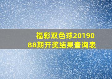 福彩双色球2019088期开奖结果查询表