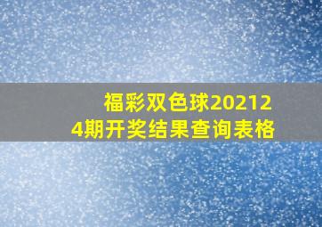 福彩双色球202124期开奖结果查询表格