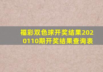 福彩双色球开奖结果2020110期开奖结果查询表