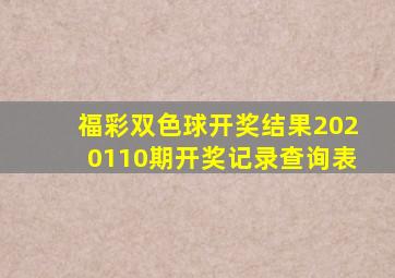 福彩双色球开奖结果2020110期开奖记录查询表