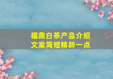 福鼎白茶产品介绍文案简短精辟一点