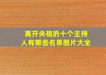 离开央视的十个主持人有哪些名单图片大全