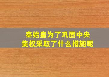 秦始皇为了巩固中央集权采取了什么措施呢