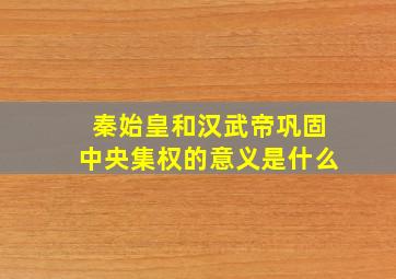 秦始皇和汉武帝巩固中央集权的意义是什么