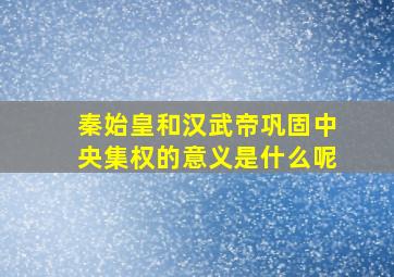 秦始皇和汉武帝巩固中央集权的意义是什么呢