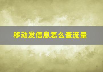 移动发信息怎么查流量