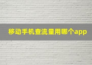 移动手机查流量用哪个app