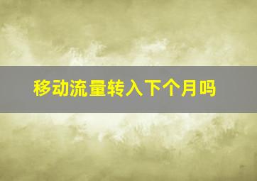 移动流量转入下个月吗