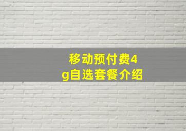 移动预付费4g自选套餐介绍