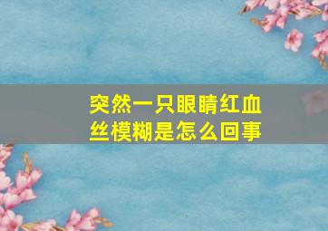 突然一只眼睛红血丝模糊是怎么回事