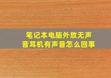 笔记本电脑外放无声音耳机有声音怎么回事