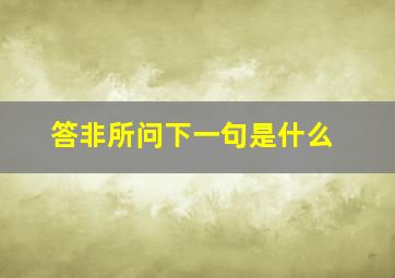 答非所问下一句是什么