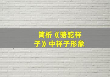 简析《骆驼祥子》中祥子形象