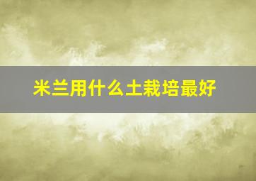 米兰用什么土栽培最好