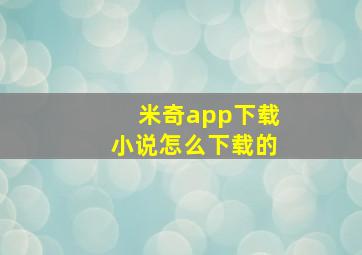 米奇app下载小说怎么下载的