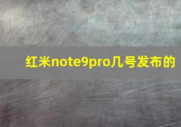 红米note9pro几号发布的