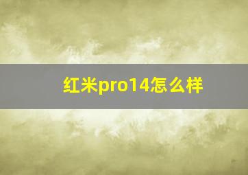 红米pro14怎么样