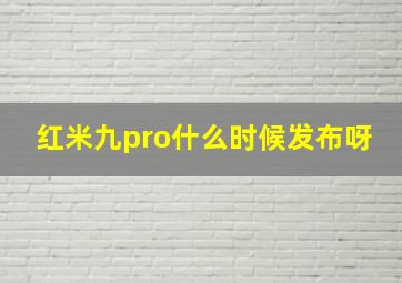 红米九pro什么时候发布呀