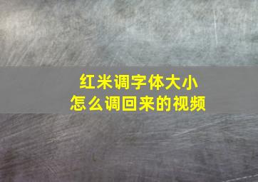 红米调字体大小怎么调回来的视频