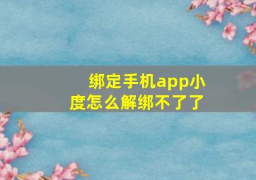 绑定手机app小度怎么解绑不了了