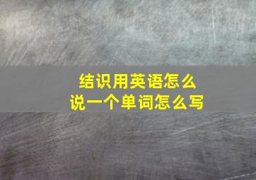 结识用英语怎么说一个单词怎么写