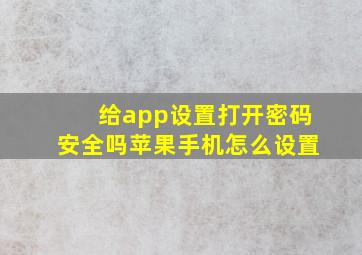 给app设置打开密码安全吗苹果手机怎么设置