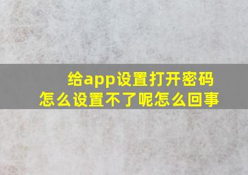 给app设置打开密码怎么设置不了呢怎么回事