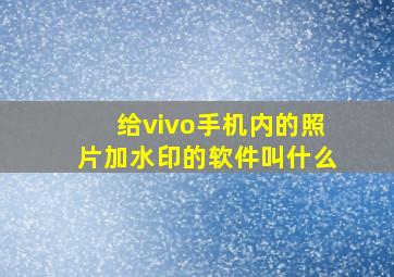 给vivo手机内的照片加水印的软件叫什么