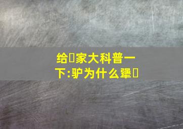 给‮家大科普一下:驴为什么犟❓