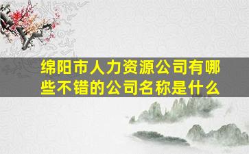 绵阳市人力资源公司有哪些不错的公司名称是什么