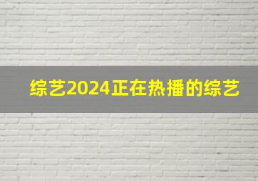 综艺2024正在热播的综艺