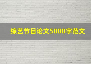 综艺节目论文5000字范文