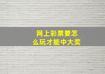 网上彩票要怎么玩才能中大奖